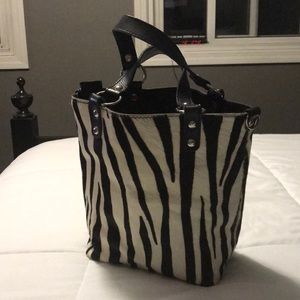 Leather zebra print bag